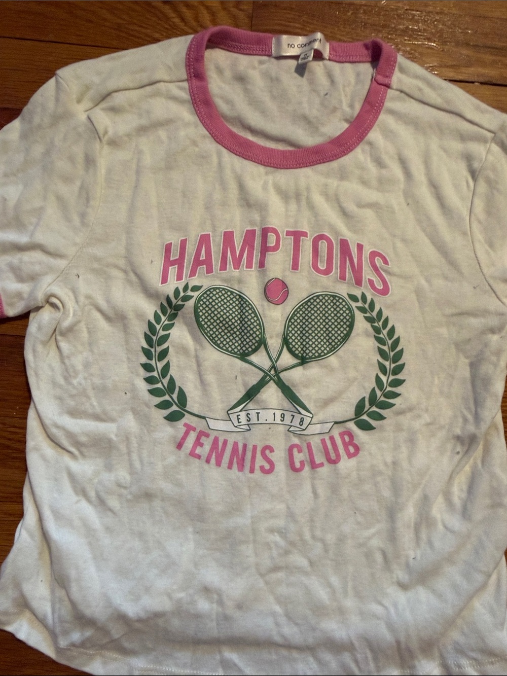 Hamptons Tennis Club White & Pink Ringer Tee